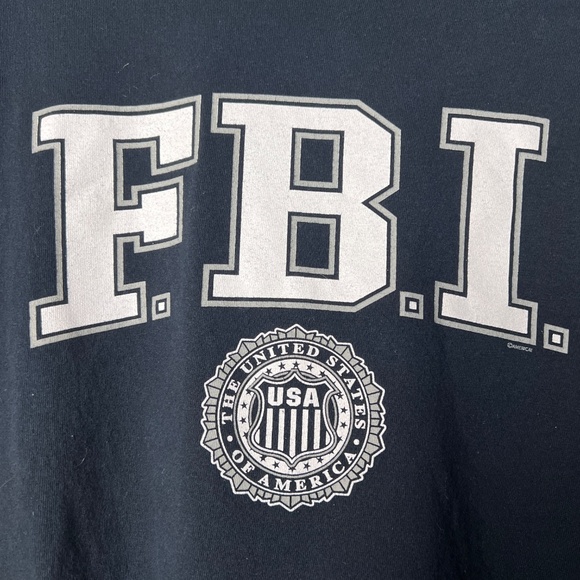 Gildan FBI Logo Adult Blue Short Sleeve T-Shirt XL - Picture 3 of 6